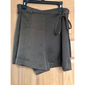 High Waisted Olive Green Tie Shorts